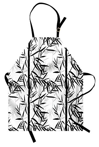 337x500 Lunarable Bamboo Apron, Abstract Forest Leaves Floral Chinese