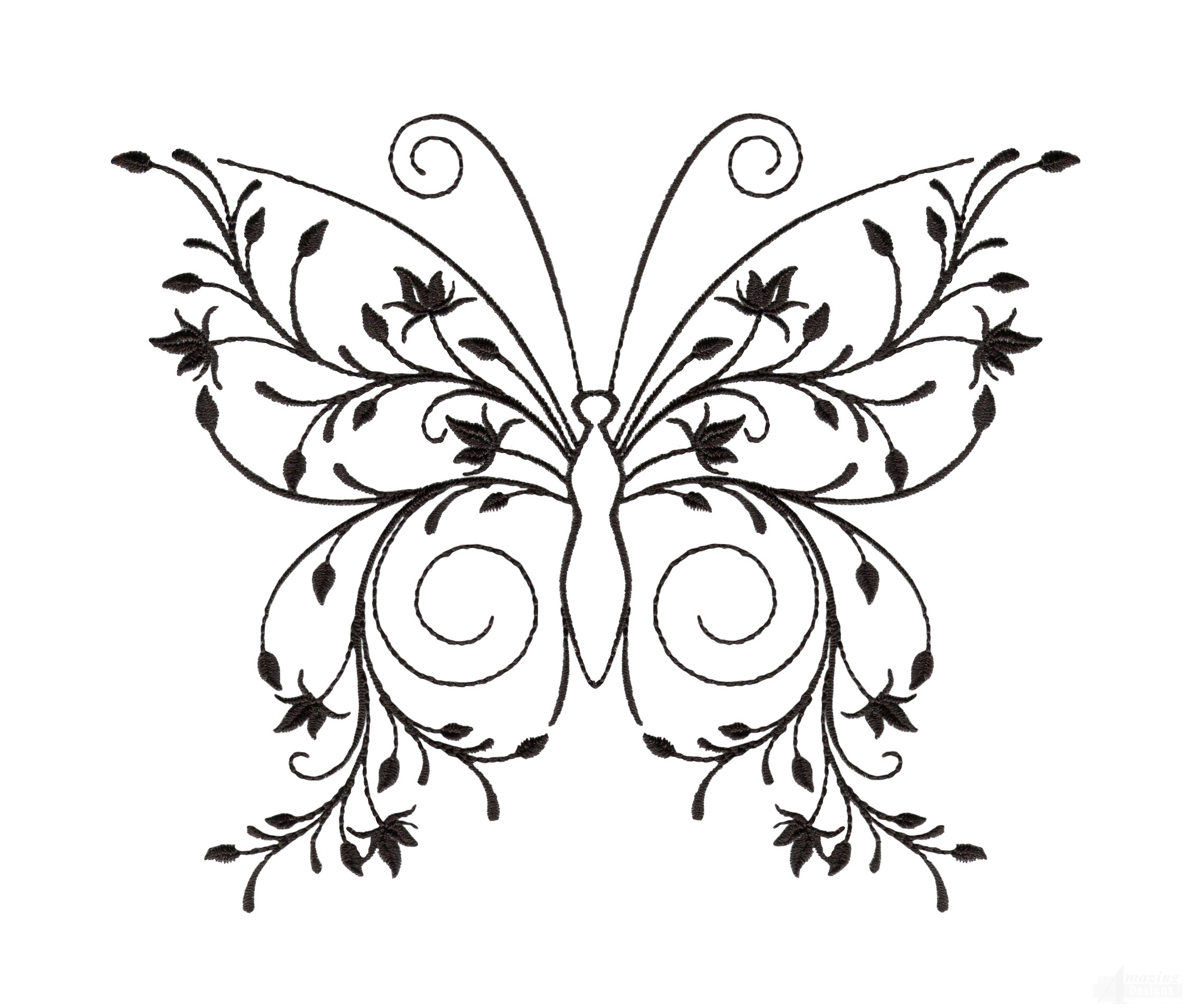 2244x1907 Butterfly Zen Garden Sketch Embroidery Design