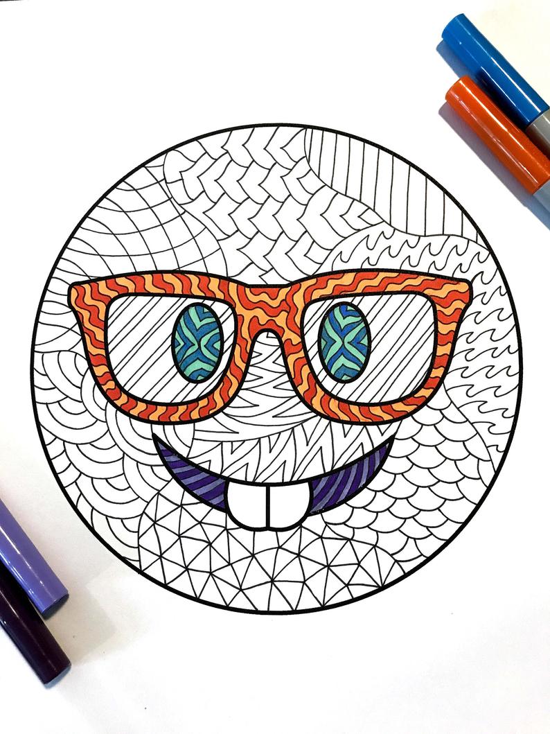 794x1059 Nerd Emoji Pdf Zentangle Coloring