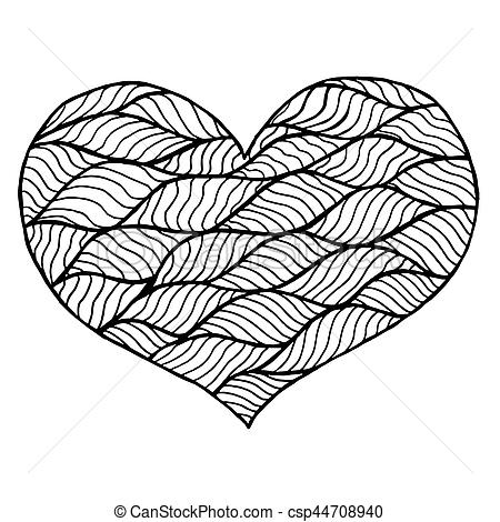 450x470 Valentines Day Zentangle Black And White Heart Symbol Valentines