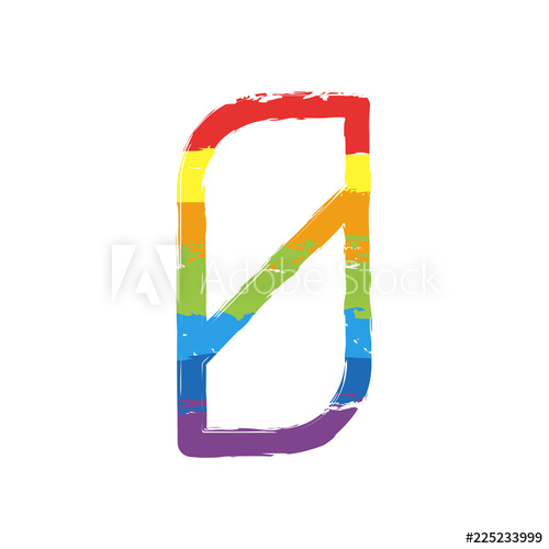 500x500 Number Numeral, Zero Drawing Sign With Lgbt Style, Seven