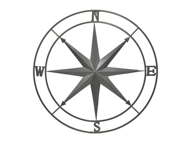 640x480 Galvanized Zinc Finish Metal Indooroutdoor Compass Rose Wall
