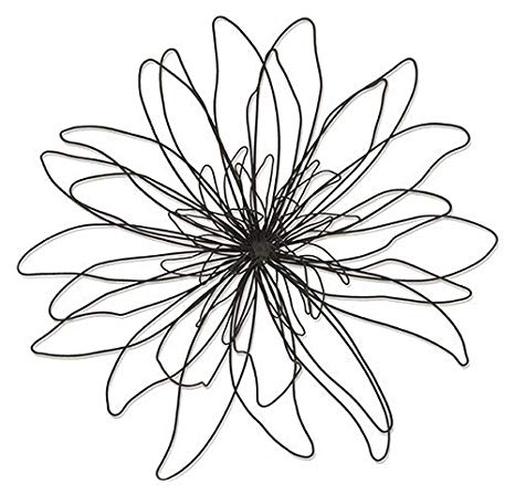 466x448 boho black metal wire zinnia flower wall decor