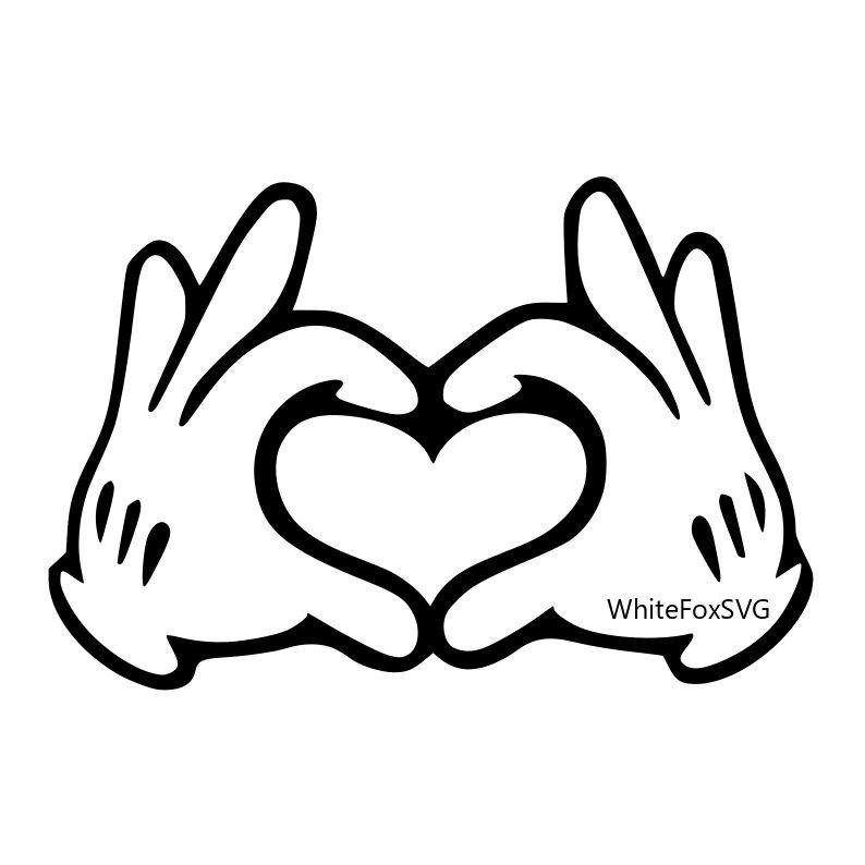 794x794 Mickey Mouse Cute Heart Hand With Gloves Clip Art Stencil Etsy