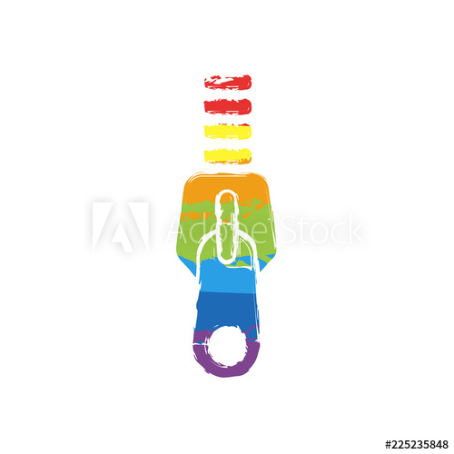 500x500 Zipper Tool Icon, Close State Drawing Sign With Lgbt Style, Seven