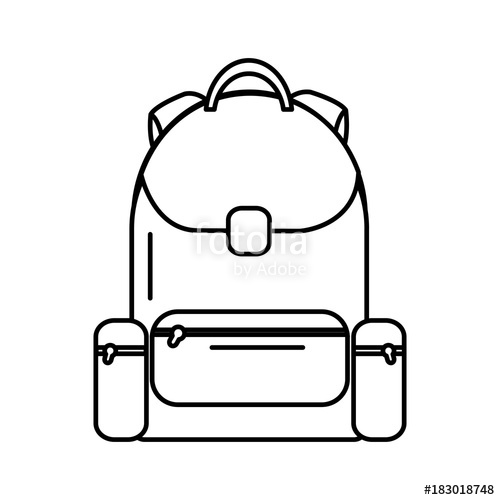 500x500 School Backpack Bag Handle Zipper Vector Illustration Outline