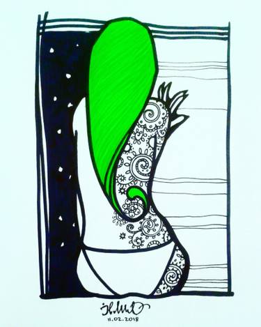 375x469 Green Hair Drawings For Sale Saatchi Art