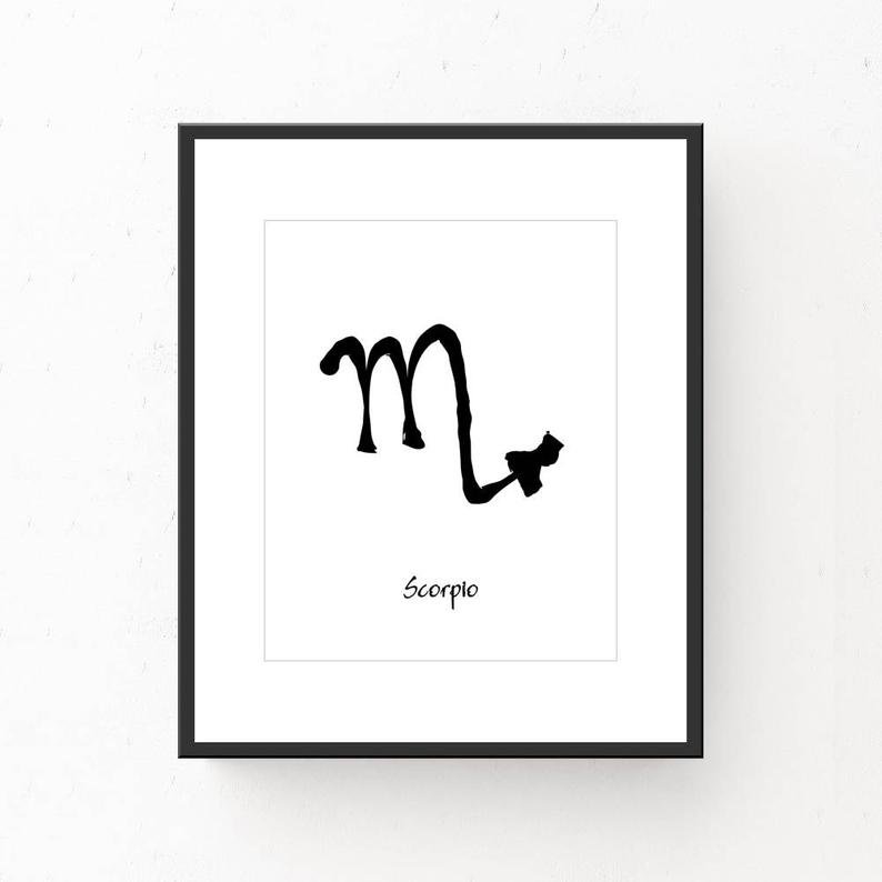 794x794 Scorpio Art Print Black White Zodiac Sign Astrology Etsy