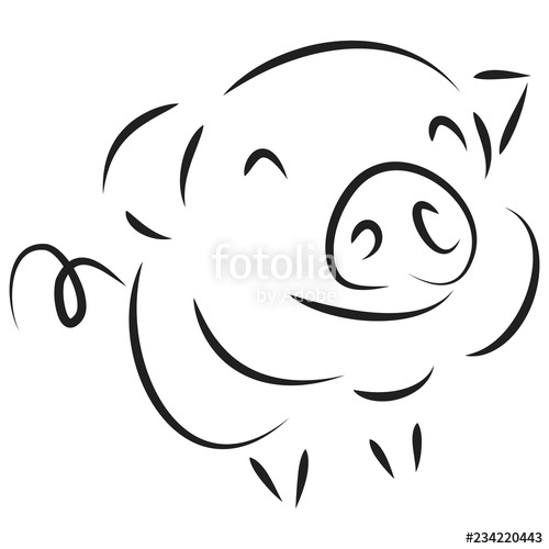 500x500 Drawing Of Cute Pig Illustration Simple Concept Zodiac Of Pig