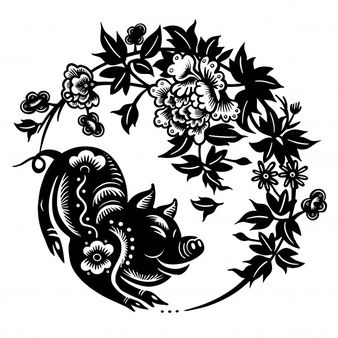 338x338 Happy Chinese New Year Zodiac Sign Year Of The Pig Nouvel