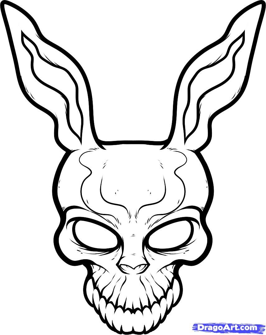 855x1079 How To Draw Frank The Rabbit, Donnie Darko, Step