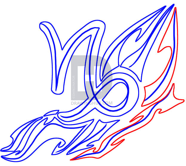 623x557 How To Draw Tribal Zodiac Sign Capricorn, Step