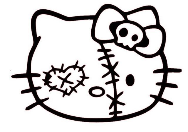 640x451 Hello Kitty Zombie Face Decal Sticker Car Bumper Window Wall Cute