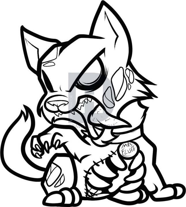 645x720 How To Draw A Zombie Cat, Zombie Cat, Step