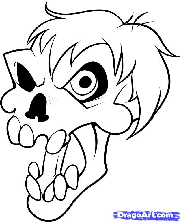 627x767 Draw A Zombie Skull, Step