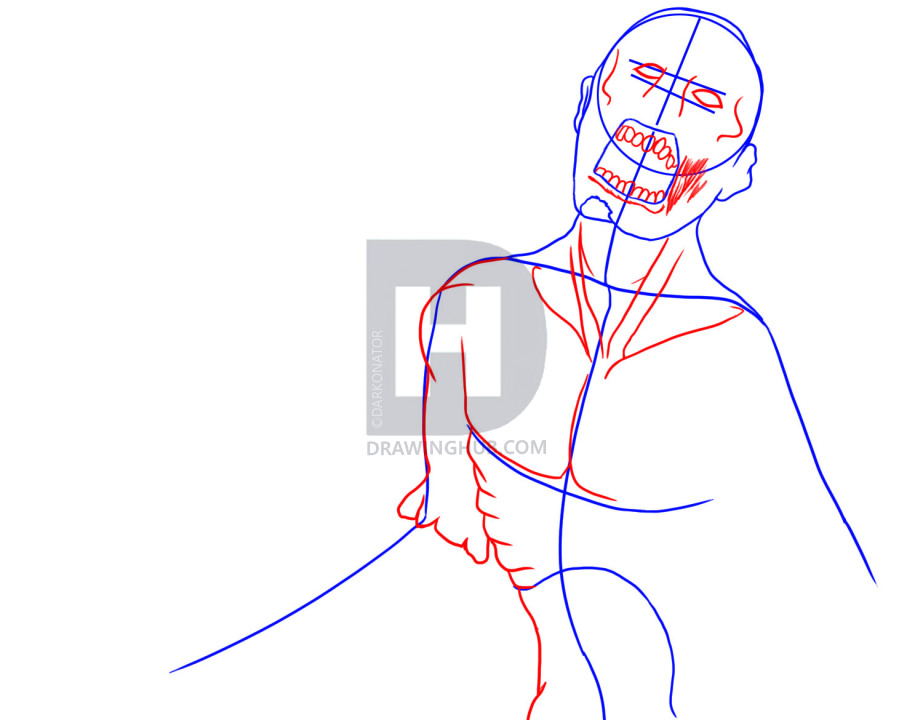 923x720 How To Draw A Zombie Face, Step