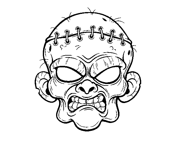 600x470 Zombie Face Coloring Page