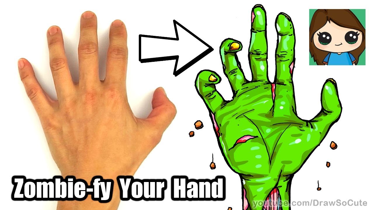 1280x720 How To Draw A Zombie Hand Easy Kids Youtube