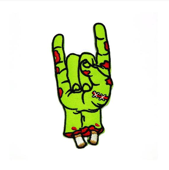 570x575 Poison Zombie Hand Patch Love Finger Hand Sign Rock Punk Biker Etsy