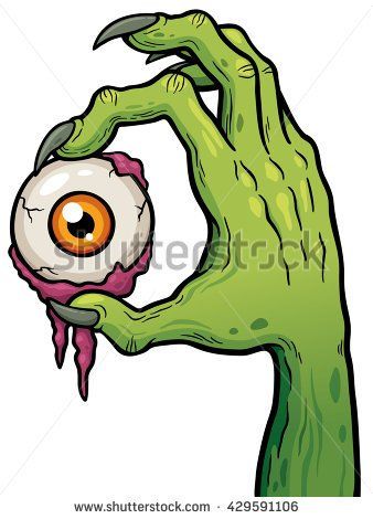 338x470 Vector Illustration Of Cartoon Zombie Hand Holding Eye Zombie