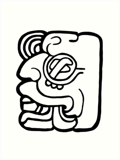 413x549 Number Mayan Glyph Zombie Head Art Prints
