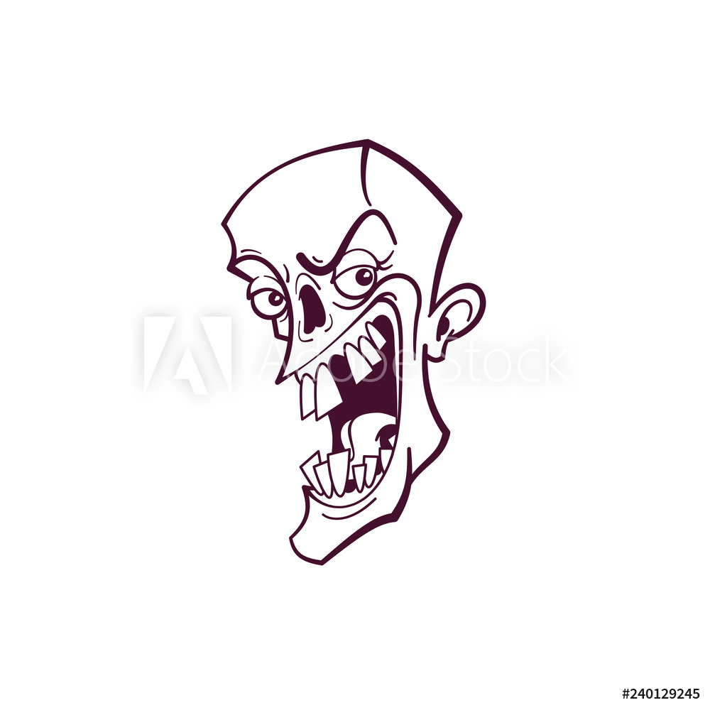 1000x1000 Photo Art Print Zombie Head Line Art Isolated Vector