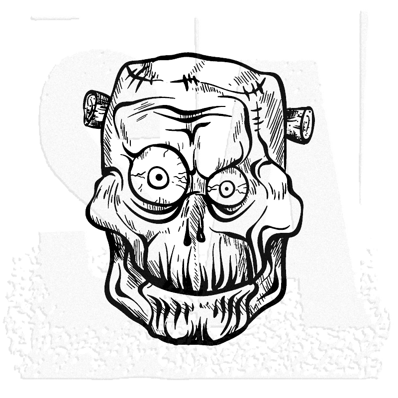 800x800 tim holtz wood mounted stamp zombie head