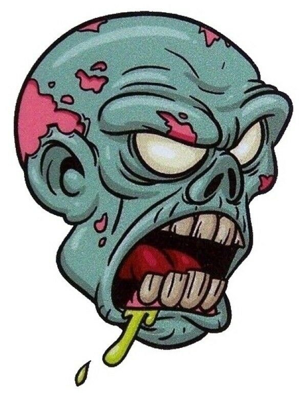588x768 Zombie Head With Hard Hat Sticker Car Phone Helmet Laptop Die Cut