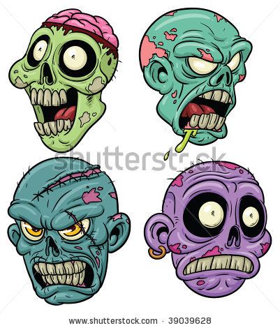 401x470 Stock Vector Four Cartoon Zombie Heads All In Separate Layers