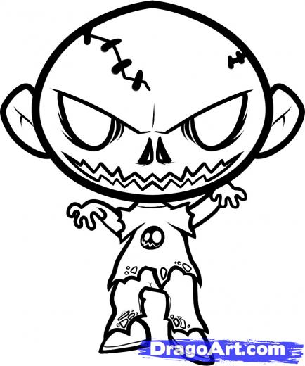 434x520 Step How To Draw A Halloween Zombie, Halloween Zombie