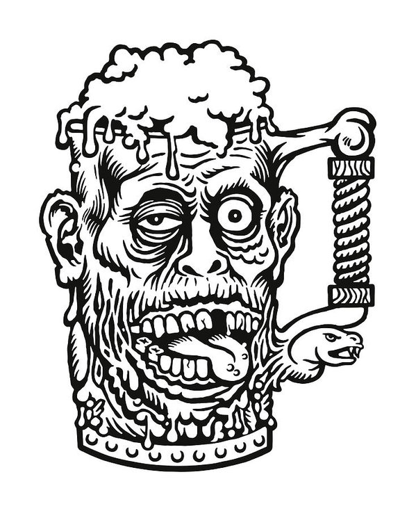 599x735 Zombie Mug Of Beer Art Print