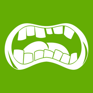 300x300 Zombie Mouth Icon White Isolated On Green Background Illustration