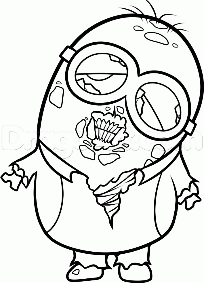 709x983 How To Draw A Zombie Minion, Step