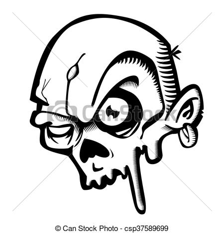 450x470 Black And White Zombie Cartoon