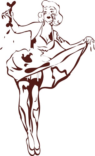 305x500 Zombie Pin Up Girl Vector Line Art For Pin Up Zombie Girl Skye