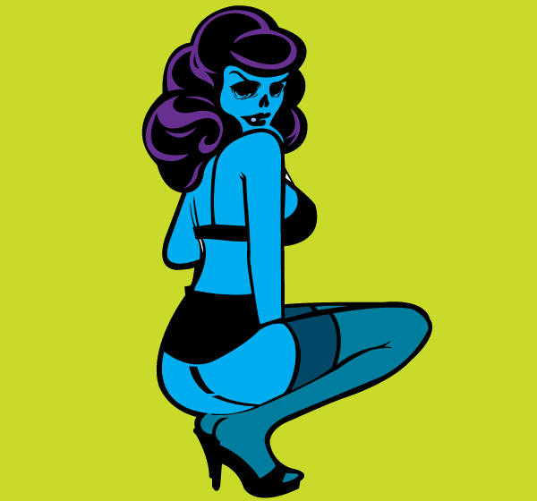 600x560 Zombie Pin Up Girl Vector Image