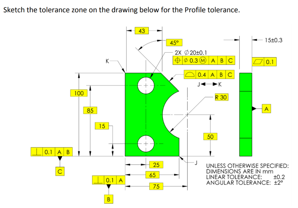 1024x716 Sketch The Tolerance Zone On The Drawing Below