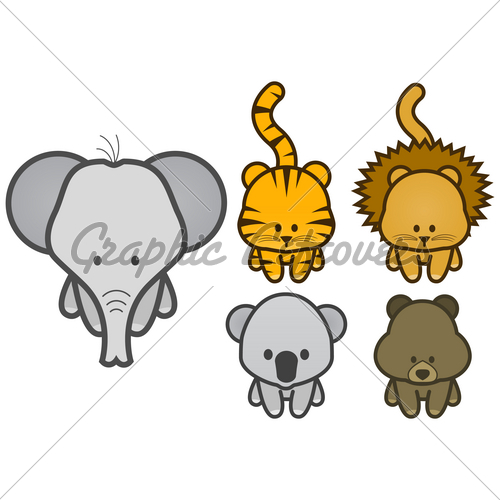 500x500 Vector Illustration Set Of Cartoon Wild Or Zoo Animals Gl Stock