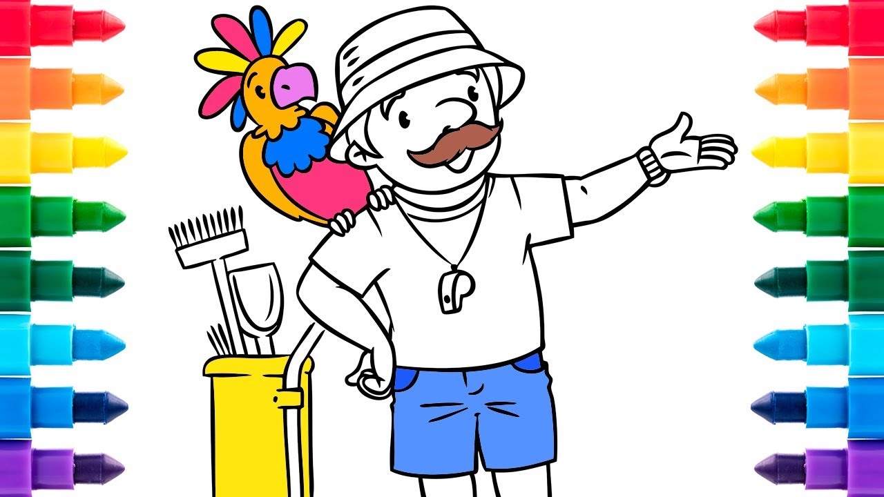 1280x720 funny zoo keeper coloring pages drawing for children