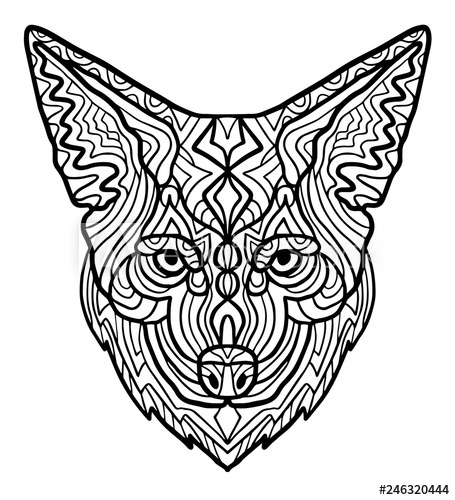 455x500 Wild Beautiful Coyote Head Hand Draw On A White Background Zoo