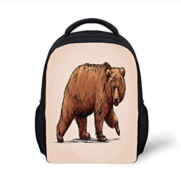 355x355 Iprint Kids School Backpack Bear,ink Drawing Style