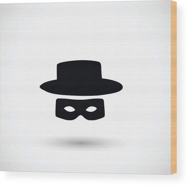655x645 zorro mask icon vector illustration wood print