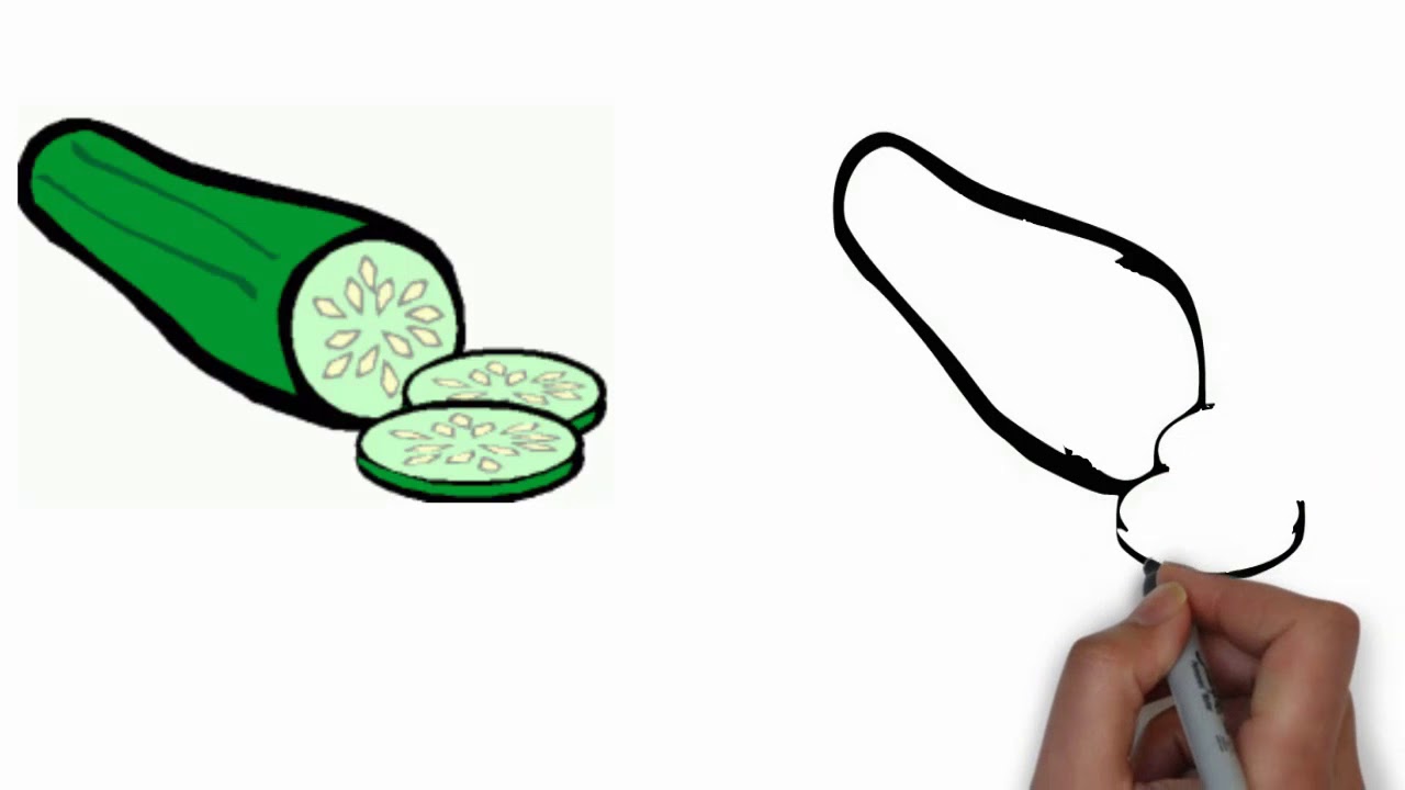 1280x720 How To Draw Cucumber Easy Step