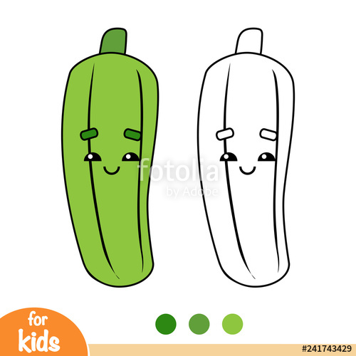 500x500 Coloring Book, Zucchini With A Cute Face Stock Image And Royalty