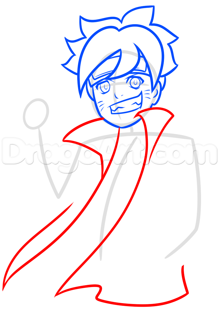 732x1037 Drawing Boruto Uzumaki, Step
