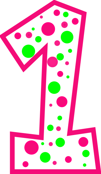 342x590 Number 1 Pink And Green Polkadot(R) Clip Art