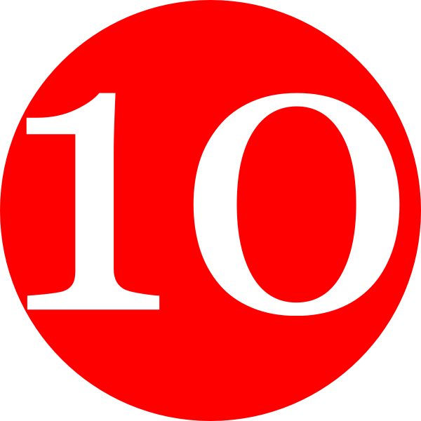 600x600 Red, Rounded,with Number 10 Clip Art