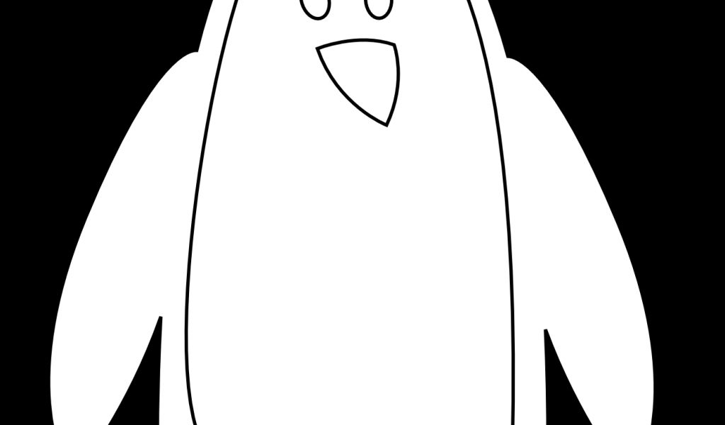 1024x600 Penguin Clip Art Black And White