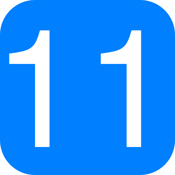 600x600 Blue, Rounded, Square With Number 11 Clip Art