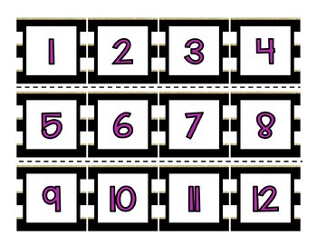 350x270 Black, White And Gold Stripe 120 Chart Pieces By The Caffeine Free